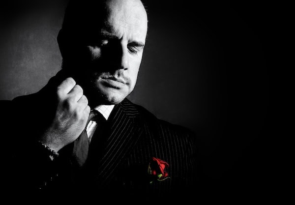 A dramatic portrait recreating Marlon Brando's portrayal of Don Vito Corleone.