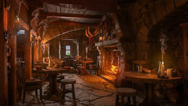 A fantasy tavern scene.