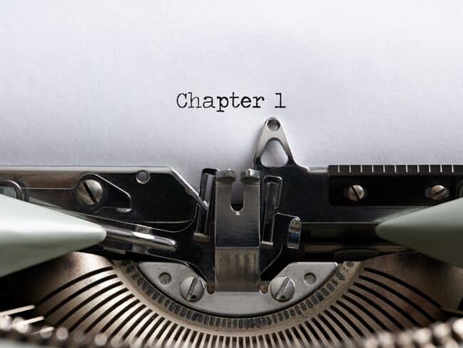 The word chapter 1 written with a vintage typewriter.