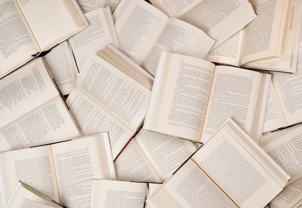 open books with text background